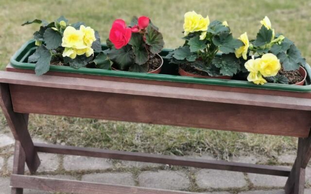 wooden flower box stand